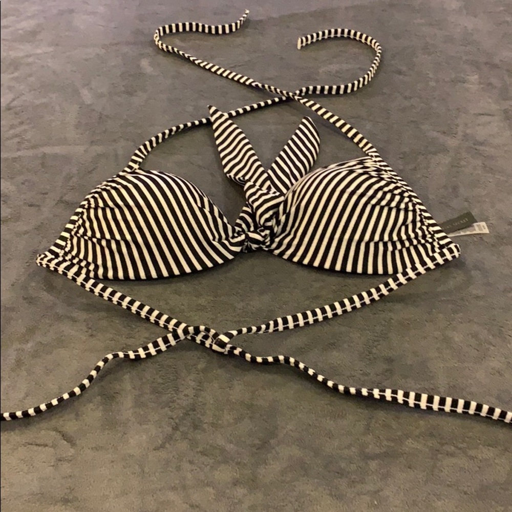 Black and white stripe bikini top